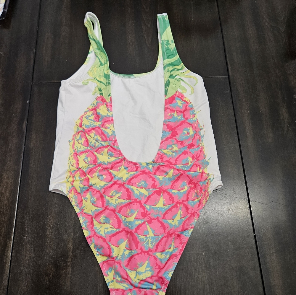 Chubbies Women’s One Piece Swimsuit Pink Pineapple Print Size small NWOT - Picture 5 of 7